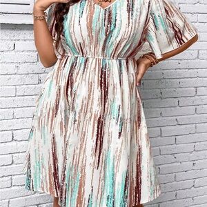 Women’s Curvy Sundress Multicolor Brush Print Size XXL/2XL/16
